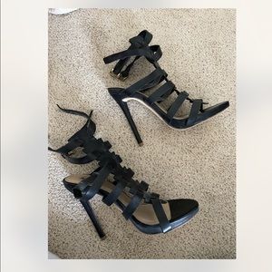 Black ankle strap high heels